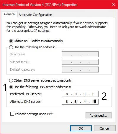 obtain dns manually