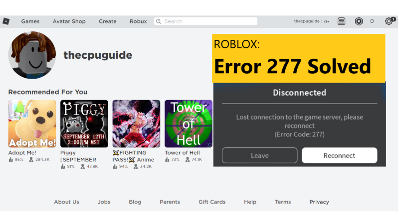 roblox error code 277