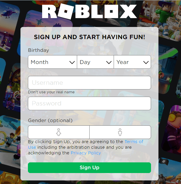 create Roblox account