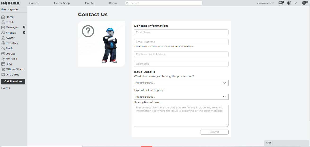 Roblox contact us form for Roblox error code 517 Roblox Error Code 517 , error code 517 roblox, roblox error 517, error 517 roblox