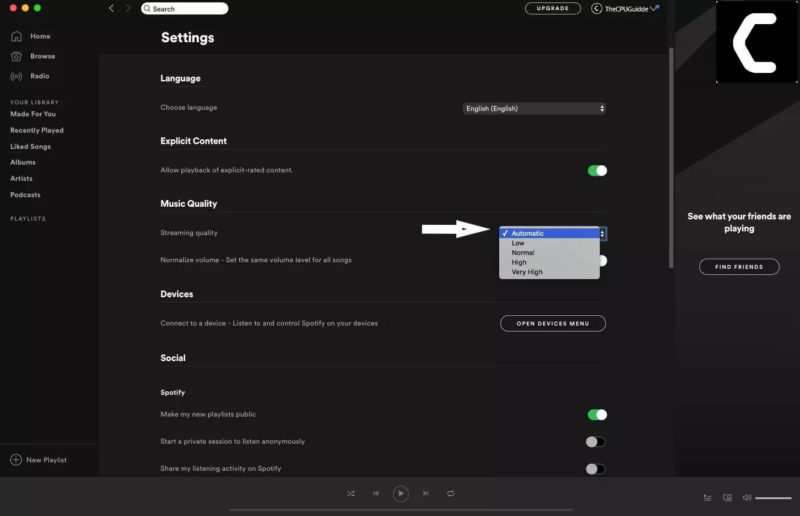 ADJUST MUSIC QUALITY WITH SPOTIFY ON THE DESKTOP