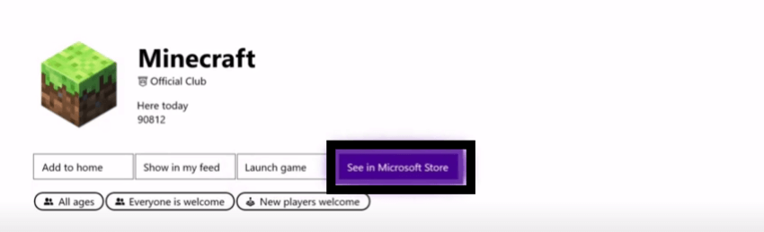 Minecraft on Xbox Store