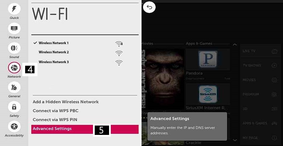 advance network setting lg 1