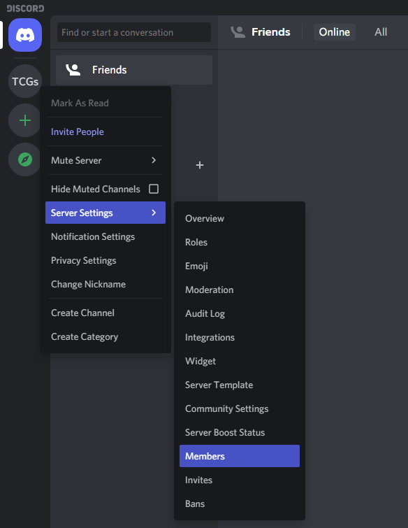 how to leave server on discord members area