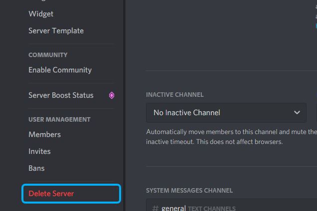 Delete Server leave-discord-server