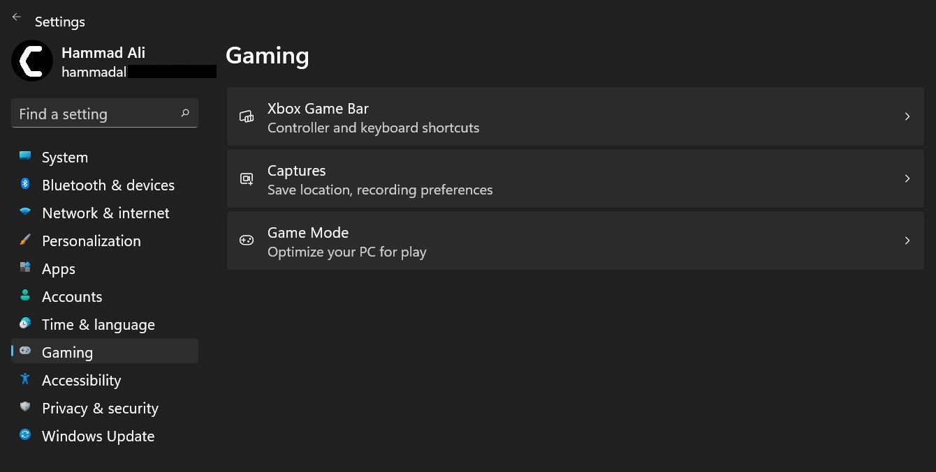 Gaming settings 1 1