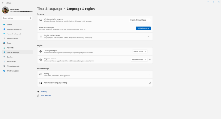 Language & region Change Display Language on Windows 11