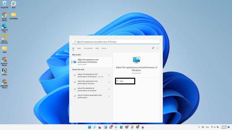 Adjust the appearance and performance of Windows Wbenegine exe