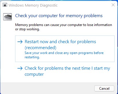 Windows Memory Diagonistic 1