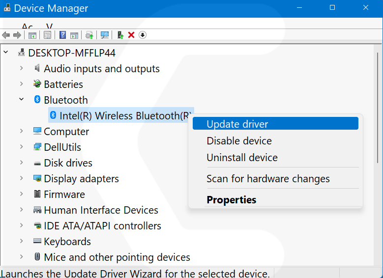 Update driver How To Turn On Bluetooth on Windows 11