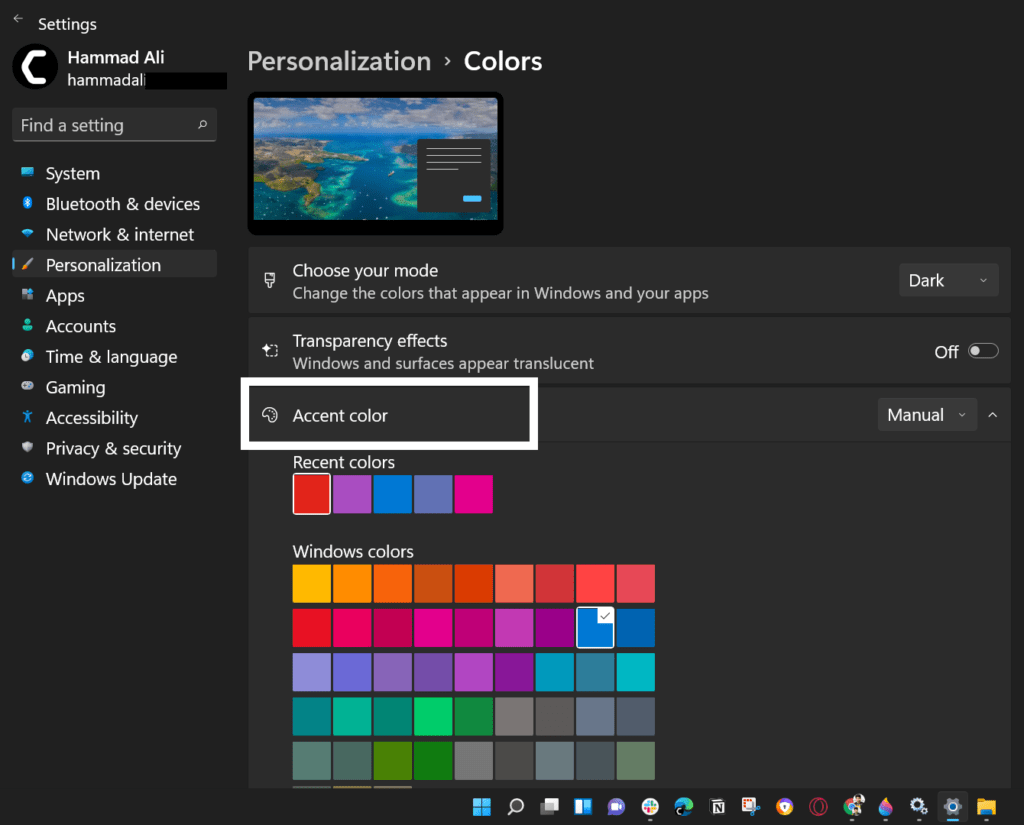 accent colors Windows Shell Experience Host