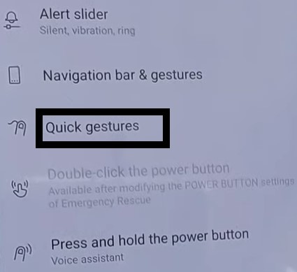 quick gestures How to Take a Screenshot on OnePlus