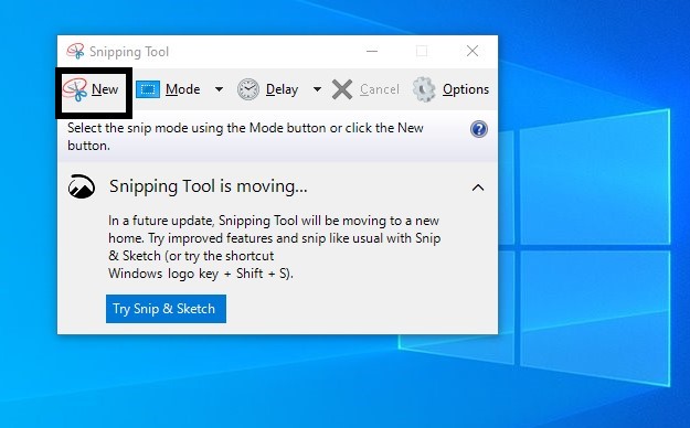 snipping tool To Take a Screenshot On Windows 10