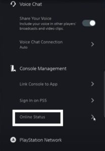 console management Appear Busy/Offline On PS5