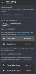 discord nitro gift
