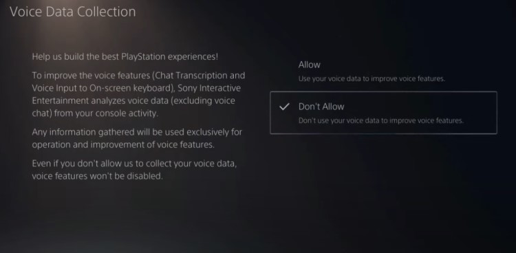 how to Turn Off Voice Data Collection PS5