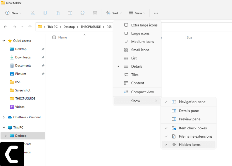 Show Hidden files on Windows 11 window show hidden file