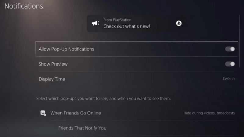 notification select