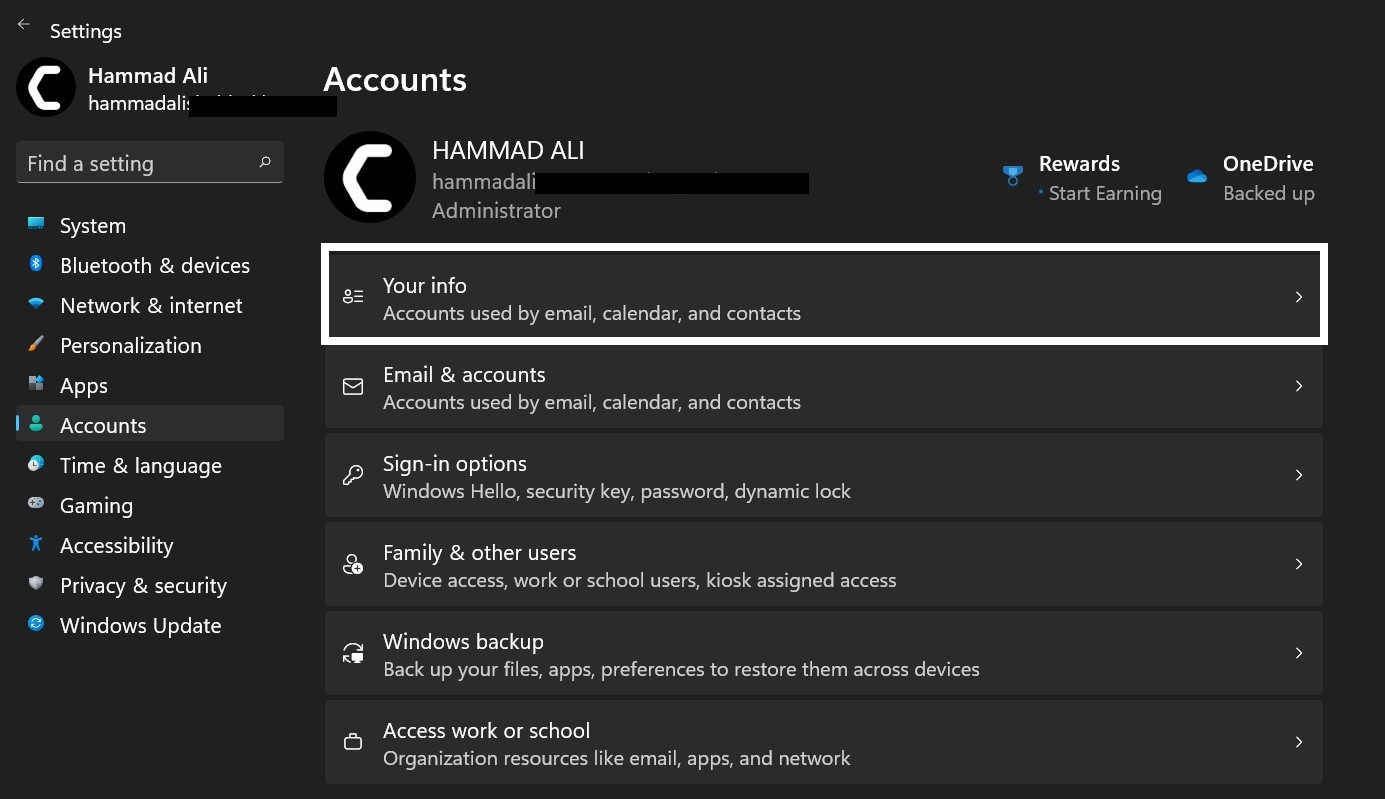 Your Info  Change Username on Windows 11