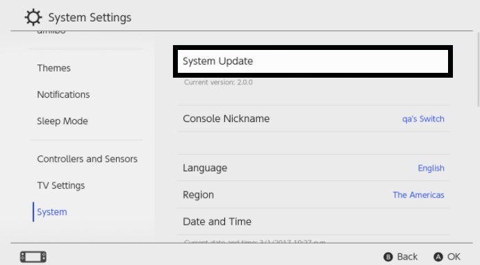 System update Update Nintendo Switch From Maintenance Mode