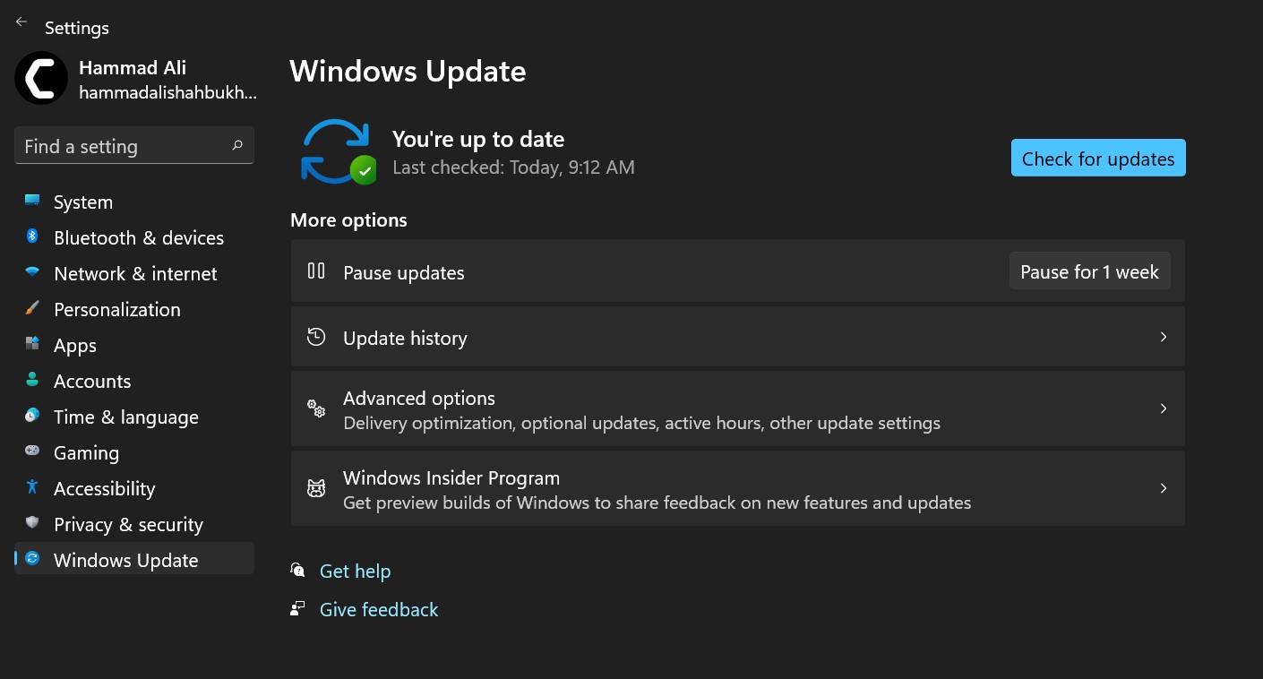 Check for updates Windows 11 Headphones Not Working