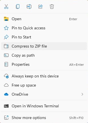 Small menu  Zip a File on Windows 11,unzip files,zip file opener,how to open a zip file in windows
