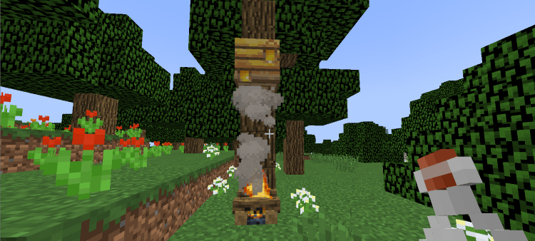 Minecraft Fermented Spider Eye, campfire under bee nest