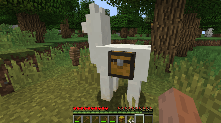 Tame and Ride a Llama in Minecraft, chest on llama