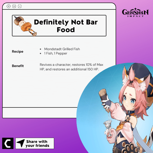 Definitely Not Bar Food genshin impact special dishes