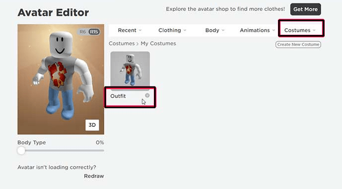 Avatar Editor delete outfits on Roblox