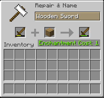 Minecraft Swords, sword repair