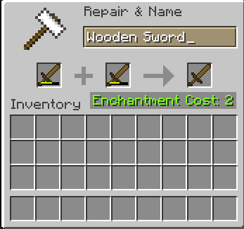 Minecraft Swords, sword repair