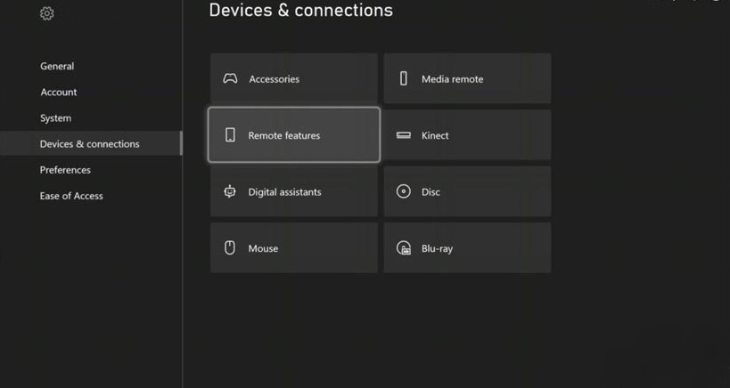 Enable Remote Feature on xbox