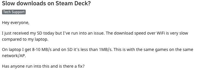Steam Deck slow Wi-Fi/downloading 