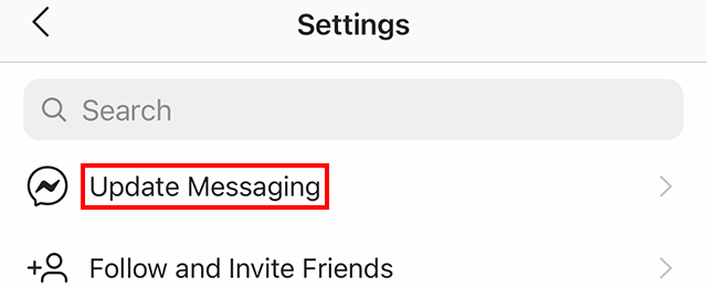 Instagram Settings Update Messaging