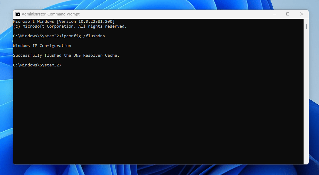 fresh the IP and DNS of your computer run as administrator ipconfig flush dns windows 11