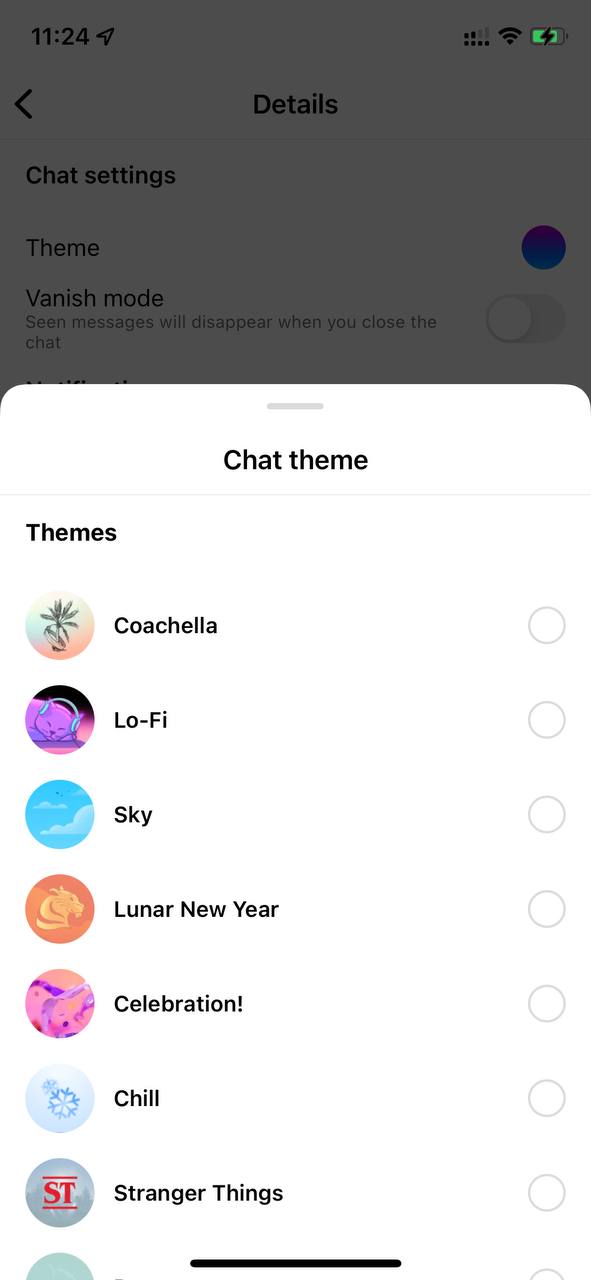 Instagram Chat Themes Not Working