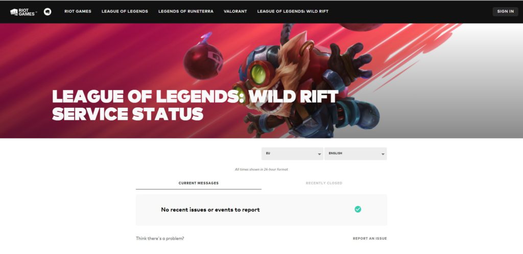 League of Legends server status