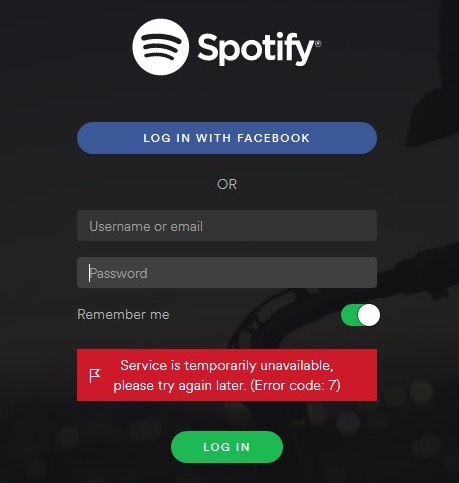 Spotify failed to load application content error code 7