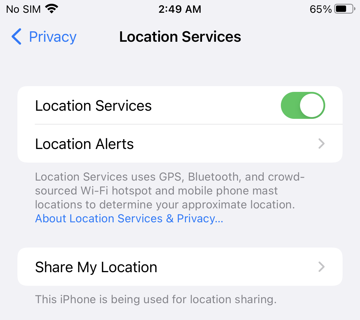 iphnon enable location