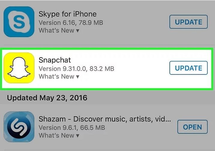 snapchat update