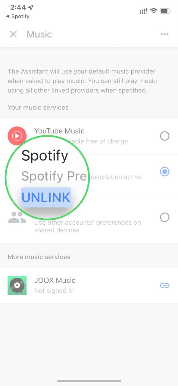 unlink spotifyy