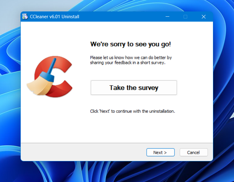 CCleaner Won't Uninstall On Windows 11/10/8