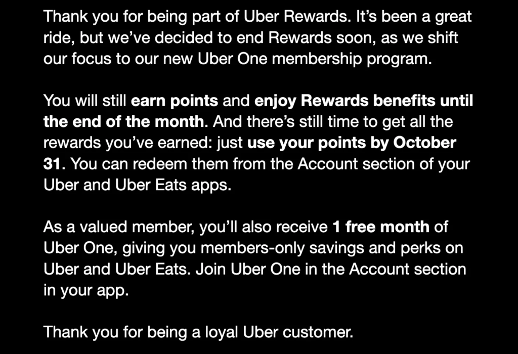 Uber's Free Loyalty Program Is Shutting Down Soon - But Why?