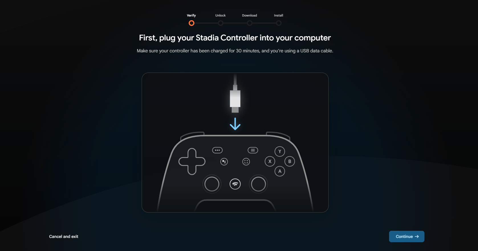 PLUG YOUR STADIA CONTROLLER