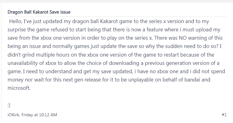 Dragon Ball Z Kakarot Save Issue