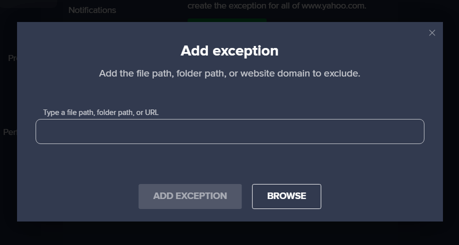 add exception pop up