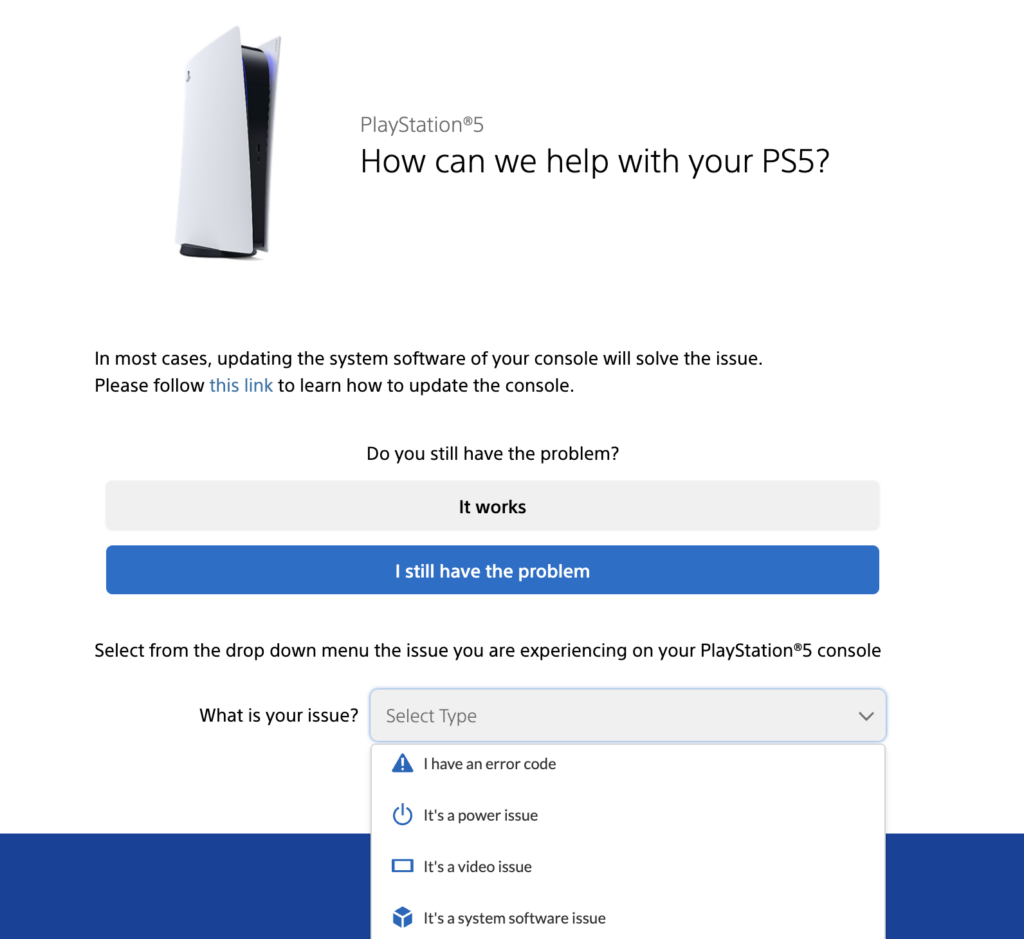 contact PS5 support