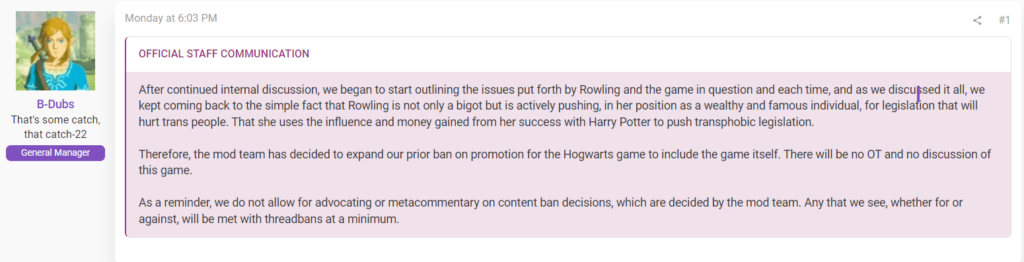 J.K. Rowling's Transphobic Comments Lead to Hogwarts Legacy Ban