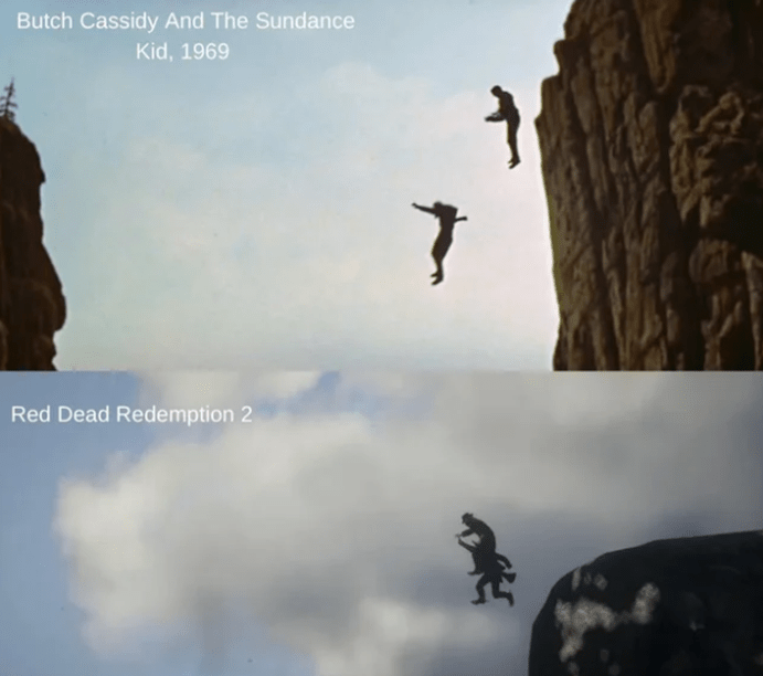 RDR2 and Butch Cassidy Robbery Jumping Scene